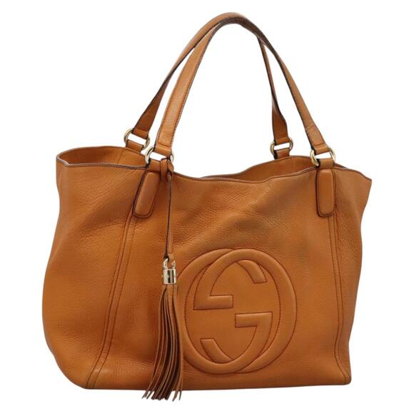 GUCCI Soho Hand Bag Leather Orange Gold - Picture 1 of 16